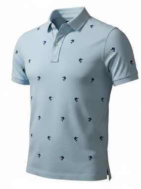 Ralph Lauren Knit Oxford Polo Shirt Blue Embroidered Marlin Print Men’s Large